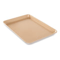 Tan jelly roll sheet pan with low sides and rounded corners
