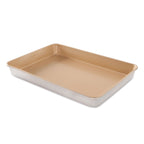 Nonstick high-sided sheet cake pan with beige interior, 33 x 45.5 x 5 cm